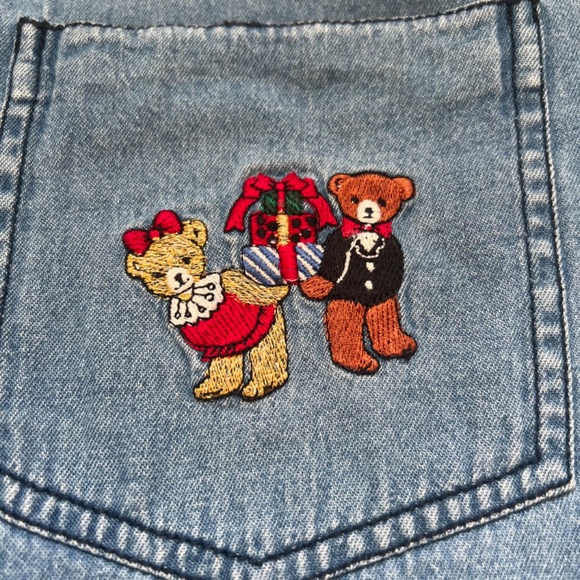 Vintage Solutions Original Teddy Bear Christmas Button Up Denim Shirt - Picture 5 of 7